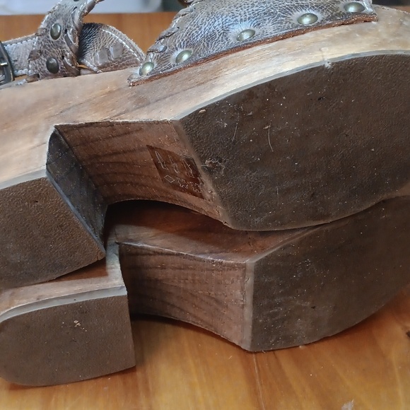 BedIstu Brown Leather Womens  Platform Sandals Size 7.5 - Picture 9 of 13